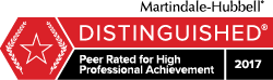 Martindale-Hubbell | Distinguished | Peer Rated for High Professional Achievement | 2017